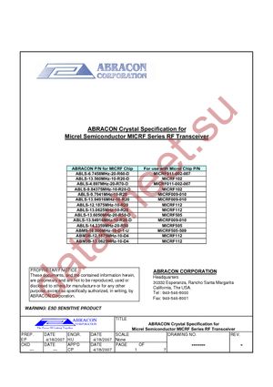 ABLS-13.0625MHZ-10-R20-D datasheet  